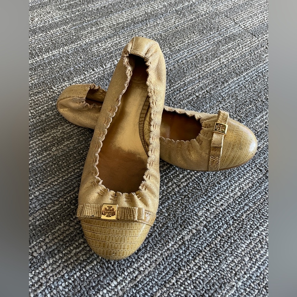 Gold Tory Burch Ballet Flats Size 7.5
